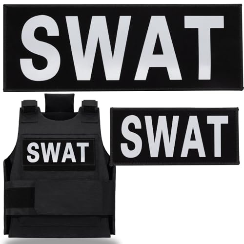 SWAT 2 Stück Reflektierende Patches Abnehmbare Elastische Reflektierende Patches für Polizeiuniformen Rucksack Gurt Schultertaschen