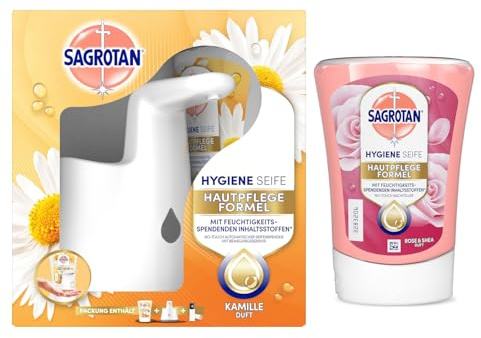 Sagrotan No-Touch Starter Set inkl. 1 x 250 ml Nachfüller Kamille & 1 x 250 ml Nachfüller Rose & Shea