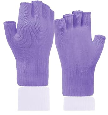 Lavender Fingerless Gloves for Women Men Winter Half Finger Gloves Touchscreen Warm Knit Stretchy Adults Mittens for Typing Lavender One Size