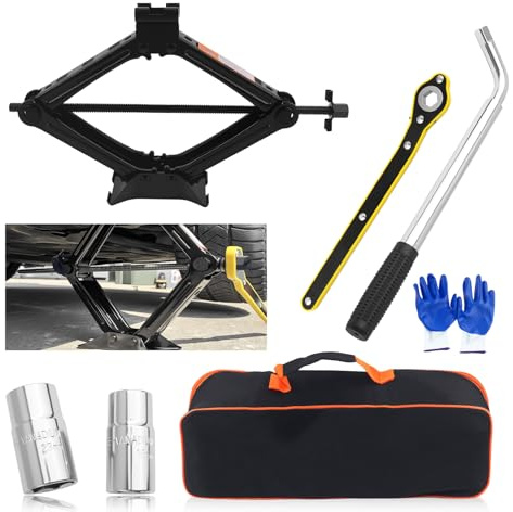 Scissor Jacks Set,2 Ton Portable Car Jack Kit with Lug Wrench & Scissor Jack Handle & Lug Nut Socket,Professional Tire Changing Kit as Auto Emergency Kits for Most Auto,SUV