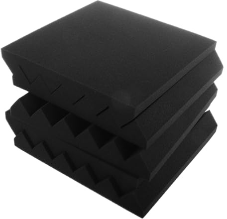 UKCOCO 5 pièces Panneaux Mousse Acoustique Autocollants Lot pour Isolation Phonique Studio et Bureau Haute Densité Absorption Sonore et Bruit Design Rainuré Triangulaire