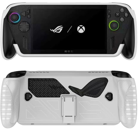 Hzycwgone Hülle für ROG Xbox Ally X/ROG Xbox Ally,TPU Grip Ergonomisches Weiche Schutzhülle Tasche mit Ständer für ROG Xbox Ally X/ROG Xbox Ally Gaming-Handkonsole(Weiß)
