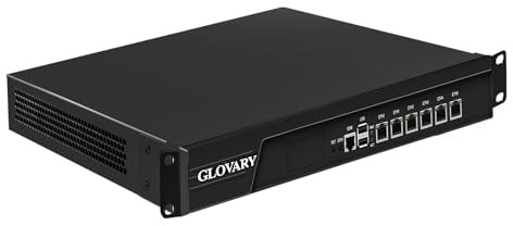Glovary 1U Rackmount Firewall i3 3110M, 6 x i226V 2.5GbE LAN OPNsense Hardware, U6, AES-NI, Barebone, 19 Zoll Heimlabor Router PC, Netzwerk Firewall Appliance, VGA, COM