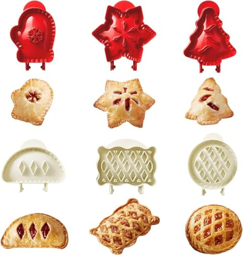 Holiday Mini Pie Mold,Hand Pie Press Molds Maker for Baking,Party Food Apple Pie Mold, Party Potluck Hand Pies Molds, Pumpkin Cookie Cutters, for Festivals and Parties (A+C)