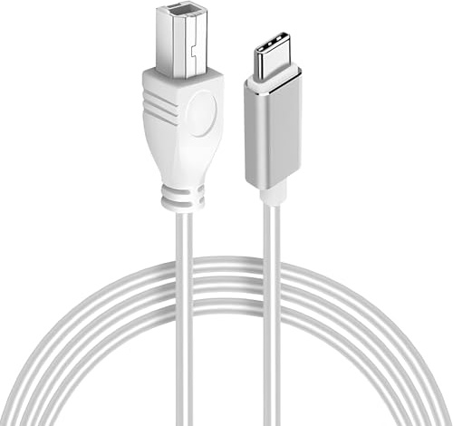 USB B to USB C Midi Cable 1.5M, High Speed Type C to USB Midi Cord Printer Cable, Compatible with Printer, MIDI Controller, MIDIs Keyboard, DJ Controller, Scanner, Digital Piano and More, White