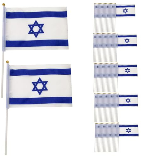 Mini-Israel-Flagge, 100 Stück, kleine israelische Flagge auf Stäben, 21, 1 x 14 cm, Mini-Länderflaggen, handschwenkend, Büro, internationale Konferenz, israelisches Motto, Party-Dekoration...