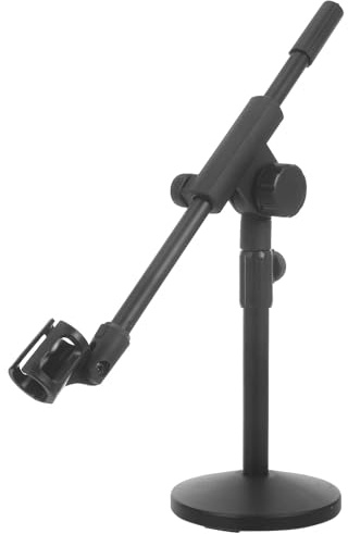 Veemoon Soporte de Micrófono de Mesa Ajustable con Brazo Articulado y Base Metálica Pesada, Soporte Telescópico para Micrófono Podcast, Compatible con Microfono Estudio y Transmisión