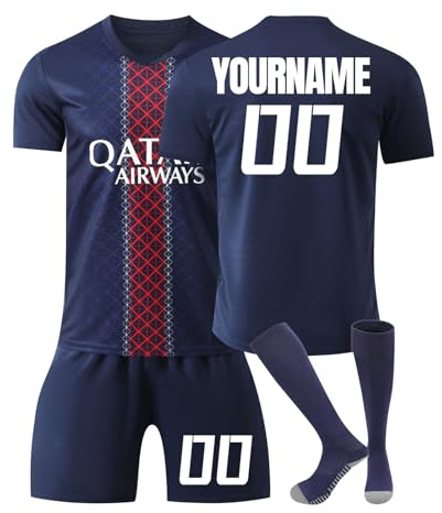 Generisch PSG Fußballtrikots Personalisiert mit Eigenem Namen Nummer, 2025/2026 Fussball Trikot Shorts Socken Trainingsanzug Sets Für Fußball Fans für Herren Kinder