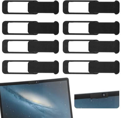 Ymapinc 8Pcs Laptop Camera Cover, Slide Webcam Privacy Safe, Universal Cover for Computer Mobile Phones Tablets, Black