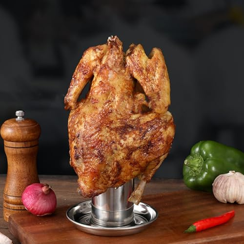 Zentriva Griglia di pollo in acciaio inossidabile per forno griglia lattina di birra supporto per pollo Supporto per arrosto verticale per uso alimentare per interni ed esterni cerchio di cottura