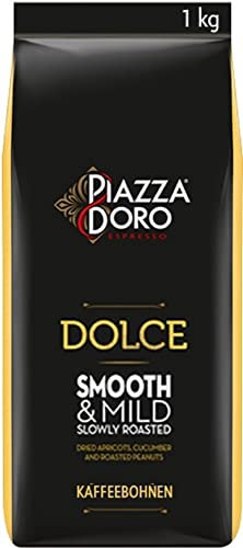 Piazza D'Oro Dolce, 1kg Kaffeebohnen, ganze Bohnen, 100% Arabica, Intensität 2/5, für Kaffee-Vollautomaten geeignet, nachhaltig angebaut
