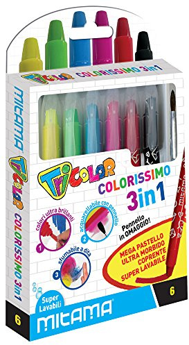 MITAMA 61913- PASTELLI CERA ACQUARELLABILI CON PENNELLO COLORISSIMO conf. 6 pz
