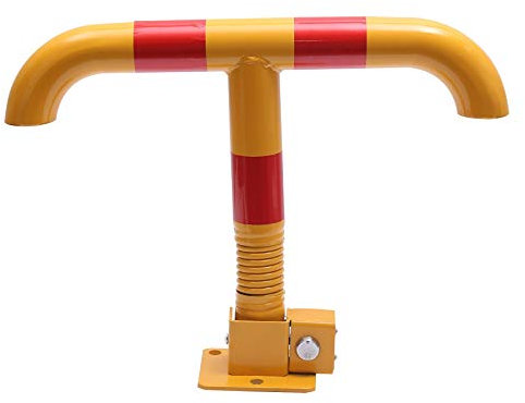 KATSU Car Parking Space Lock, High Visibility Yellow and Red T Shape Lockable Fold Down Spring Car Parking Barrier Bollard, Private Car Park Driveway Guard Saver Blocker 161870