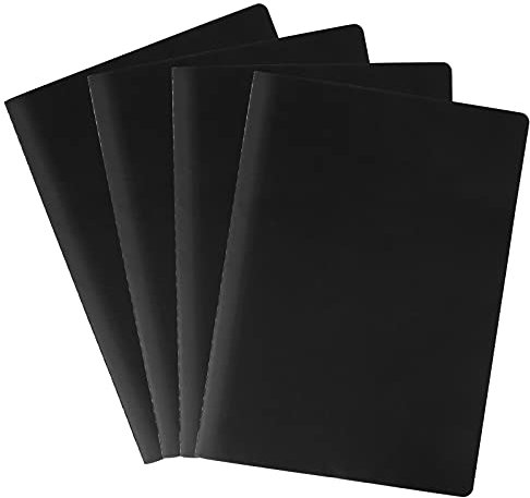 Jubaopen 4 Stück A4 Skizzenbücher Anfänger Skizze Notebook mit schwarzer Hülle Skizze Leeres Buch A4 Notizbuch Notebook Sketchbook Softback zum Zeichnen Notieren Studieren Arbeiten (Einfaches Design)
