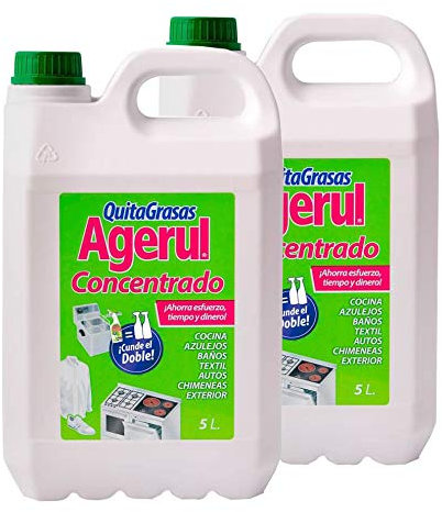 Agerul. Quitagrasas concentrado garrafa 5L. Caja 2 garrafas. Especial cocinas, azulejos, baños y textil