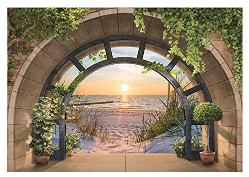 WallArena Vlies Fototapete, Strand, 350x250cm | Fototapeten - Tapeten - für Wohnzimmer Schlafzimmer - Vliestapete Wandtapete Tapete 3D Effekt- inkl. Kleister