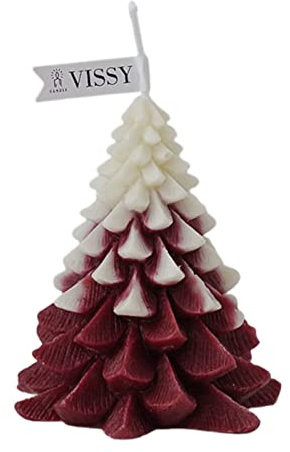 Tubayia Weihnachtsbaum Kerze Kunst Kerze Statue Duftkerzen Geschenk für Hochzeit Geburtstag Bar Schlafzimmer Dekoration (Weiß Rot)