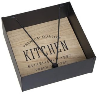 Portatovaglioli in legno metallo nero 21x21x5 cm (Portatovaglioli legno metallo nero 3)