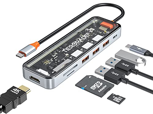 Tiergrade Hub USB C, Adaptateur 7 en 1 USB C vers HDMI avec HDMI 4K, 100 W PD, 3 Ports USB-A, Lecteur de Carte TF/SD, Station d'accueil USB C pour MacBook Air/Pro et Plusieurs appareils de Type C