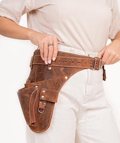 Gartenfloristen-Werkzeuggürtel für Herren, Leder-Werkzeuggürtel für Damen, handgefertigter Gürtel für Gärtner, Elektriker und Tischler, Floristengürtel aus Leder (Brown CrazyHorse) (Brown CrazyHorse,