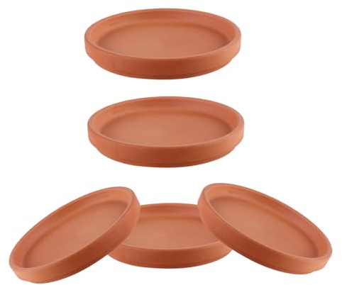 Yardwe 5 Pièces Plateau De Jardinière en Terre Cuite Plantes en Pot Rouleau De Plante Rouleau De Fleur Rouleau De Baignoire Plateau d'eau en Terre Cuite Preuve De l'eau 8.5X1.5cm 46K192S009W95U