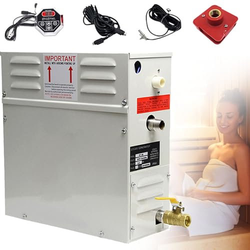 DPQYJPP Generador Vapor para Sauna 4.5KW - 21KW 220V/380V Casera, Ideal para Sauna/Ducha/Baño/SPA, con Sistema Autodrenaje, Controlador Digital LED 35-55℃ para 3-20 m³ Espacio Calentar,220V-4.5kw