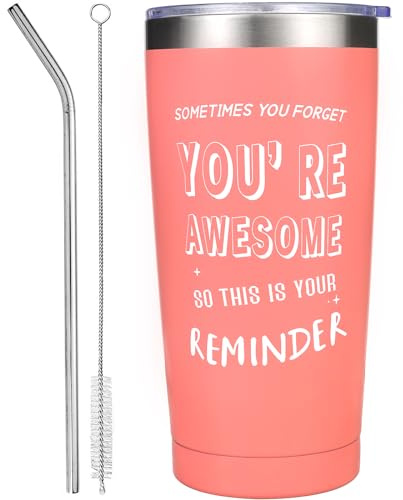 Friendship Best Friend Thank You Gifts for Women Bestie Her Coworker You are Awesome Personalised Inspirational Birthday Christmas Gifts Presents Idea for Women Tumbler with Straw and Lid Travel Mug