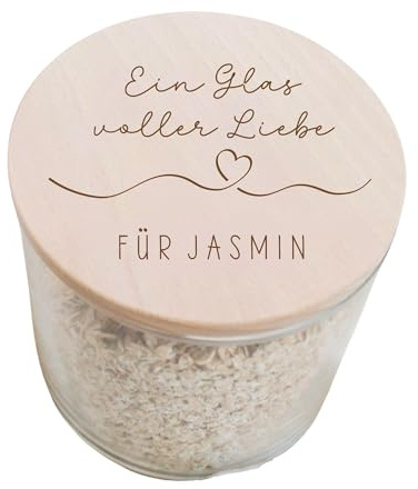 KT-Schmuckdesign Vorratsglas 530ml mit Ein Glas voller Liebe und deinem Wunschtext - Aufbewahrung, Geschenkidee, Keksdose, personalisiert, Valentinstagsgeschenk