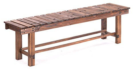 SORVA Gartenbank ohne Rückenlehne, Parkbank, Naturholz, Balkone, Gärten, Terrassen. Sitz-/Dekorationsbereiche im Freien (Farbe: Untere Barren, Größe: 150 cm)