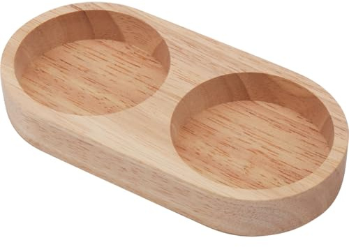 GORGECRAFT Wooden Salt and Pepper Mill Tray Acacia Wood Tray Peper 2 Mill Holder & Shakers Salt & Pepper Grinder Rest for Kitchen Storage Holder Accessories Home Decor Crafts, Wheat