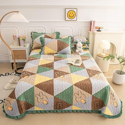 Generisch Tagesdecke 90x200 cm Stepp Bettüberwurf Cartoon Geometrie Blumen Tier Muster Blech gesteppt Baumwollfüllung Bettdecke Stepp Decke Blatt für Schlafzimmer