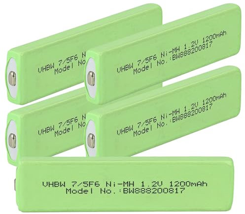 vhbw 5x celle batteria compatibile con Sony D-NE10, D-NE800, D-NE1, D-EJ955 lettore CD/Minidisc (1100mAh, 1,2V, NiMH), button top, 7/5F6