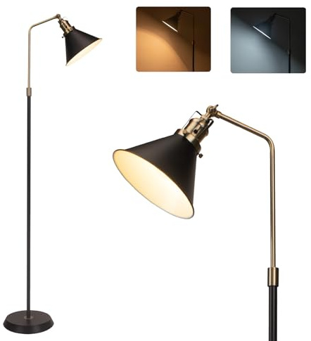 lianheng Industrielle Stehlampe, 147,7 cm, schwarzes Stehlampen-Design, verstellbarer Kopf, Vintage-Stil, Metall, hohe einfache Ecklampe, Stehlampen für Wohnzimmer, Schlafzimmer, Büro, Couch