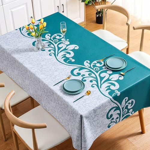 KLUOT Tablecloth 120 x 170 cm waterproof PVC tablecloth Spill Proof Wipeable Dining Table Cover for Cafe Restaurant Buffet Tabletop
