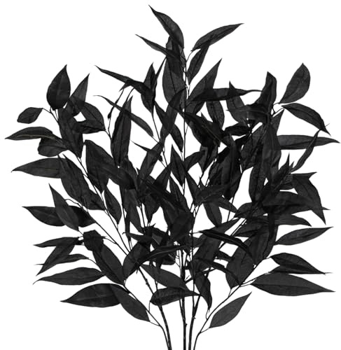 Hollyone 3 Stück Künstliche Eukalyptuszweige 100cm Lang Schwarz Eukalyptus Blätter Künstliche Zweige Wie Echt Dekopflanze Kunstzweige für Vase Blumengesteck Home Party Deko