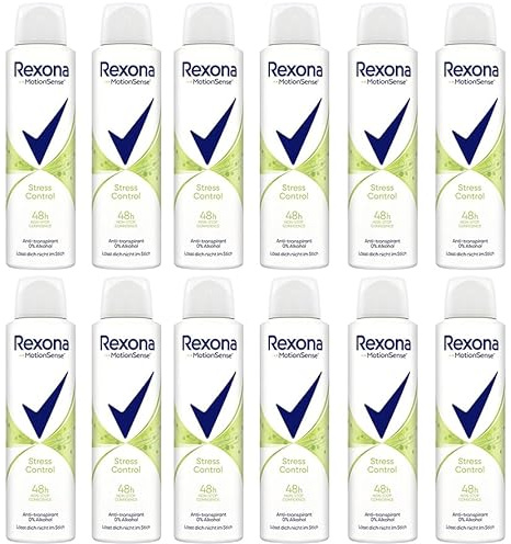 12x Rexona MotionSense Deo Spray Stress Control Anti-Transpirant mit 48 Stunden Schutz gegen Körpergeruch und Achselnässe ohne Alkohol 150 ml (12er Pack)