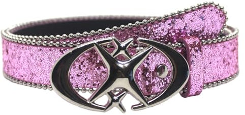 Maxtonser Glitzernder Paillettengürtel für Jeans, Dornschließe, Hüftgürtel, cooler Hiphop-Gürtel für Hosen, Damen-Accessoires, glitzernder Gürtel, Rosa