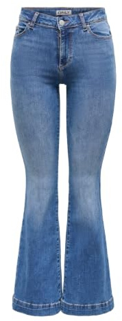 ONLY Femme Onlblush Mid Retroflared DNM Dia550 Noos, Denim Bleu Médium, L / 30L EU