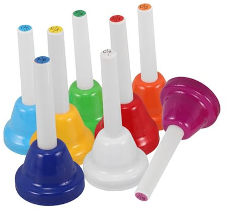 JOINPAYA 8-teiliges Handglocken-Set Musikinstrumenten-Set Für Kinder Bunte Diatonische Metallglocken Mit 8 Noten Für Festivals Hochzeiten Geburtstagspartys