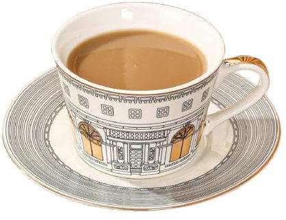HKYBCF Kaffeetasse Untertasse Sets 1 Set, 280 ml, Keramik-Kaffeetasse und Untertasse, Porzellantasse und Untertasse for den Nachmittagstee, 1 Tasse und 1 Untertasse