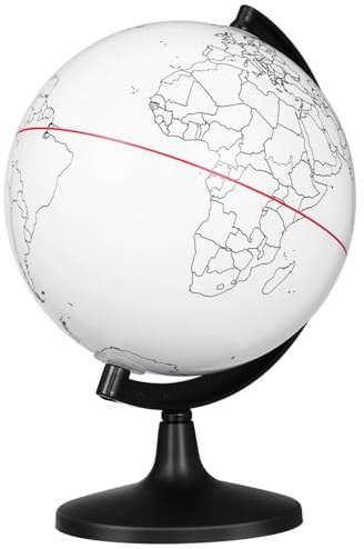KOMBIUDA Globe Vierge de Bureau en PVC Blanc pour Décoration Artistique, Modèle à Colorier Effaçable, Design Inachevé, pour Apprentissage et Loisirs Créatifs