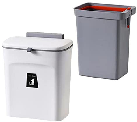PRETYZOOM Poubelle Suspendue Cuisine et Seau Intérieur avec Couvercle Coulissant 6,5l en Plastique Blanc Pratique et Économise L'espace pour Restaurant ou Salle de Classe