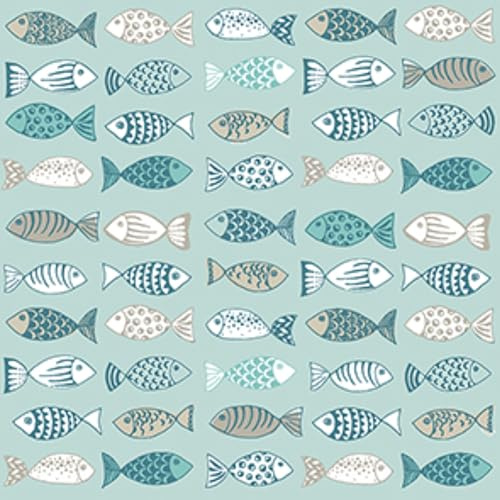 Lot de 20 serviettes de table colorées motif poissons, pour anniversaire, fête d'enfant, garçon et fille, décoration de table, découpage, 33 x 33 cm
