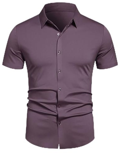 Générique Chemisette Été Homme Chemise d'affaires Décontractée Teeshirt Couleur Unie Fincut Tee Shirt Travail Tee-Shirt Confortable T-Shirts Léger Doux Et Ventes Flash du Jour Violet XXL