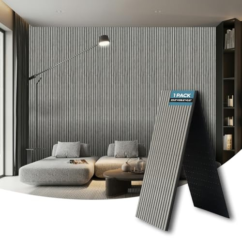 AKUMAX Wood Wall Panel-Acoustic Panel 109x24Inches Foldable Soundproof Accent Wall Panels High Density Sound Dampening Panels,Soundpoof Wooden Wall Panels for Interior Wall Decor (SinerOak)