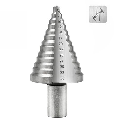 Stufenbohrer, HSS-Stufenbohrer für mehrere Löcher, Kegelbohrer, abgestufte Bits, 13 Schrittgrößen von 5–35 mm, Lochexpander für Holz und Metall