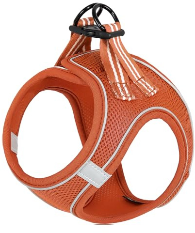 HEELE Harnais Chiens Harnais pour Petit Chien Chiot Ajustable Harnais Gilet Réfléchissant Doux Respirant Confortable, Orange, L