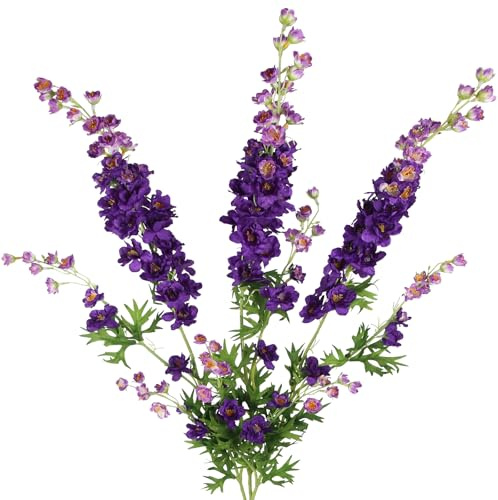 CITYES 3pcs Artificial Flower Purple Delphinium