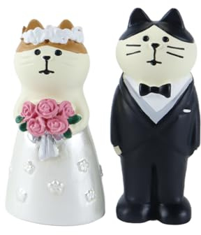 Ausi 2 PCS Wedding Gifts for Bride and Groom, Cakes Topper Decor, Cat Decor for Valentine's Day, Resin Wedding Cake Decorations for Cat Lovers