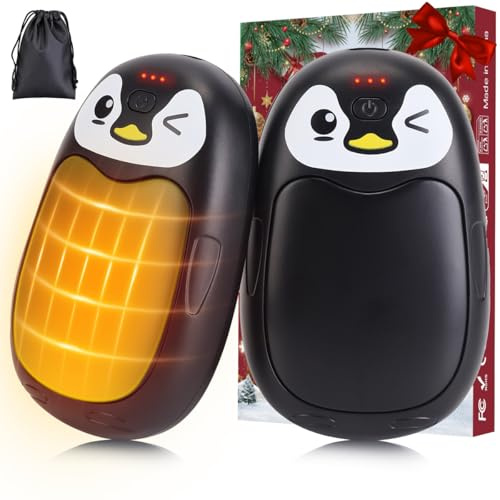 Calentador de Manos Calentadores Calienta Recargable Bolsillo 2 en 1 Hand Warmers USB Aquecedor Magnético Portátil Warm Hands Reutilizables Bateria 2*4000mAh, 3 Niveles de Calor + Bolsa con Cordón
